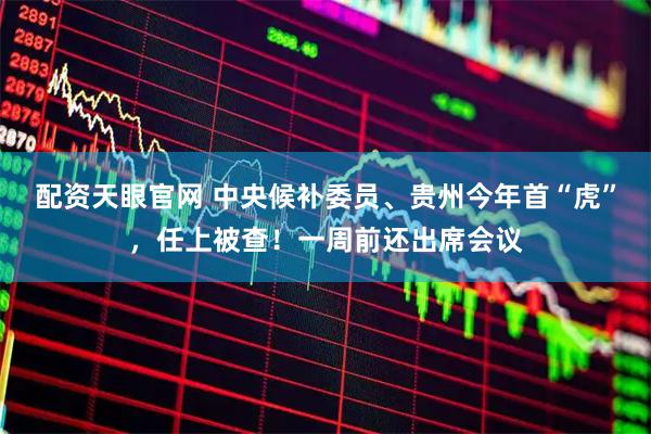 配资天眼官网 中央候补委员、贵州今年首“虎”，任上被查！一周前还出席会议